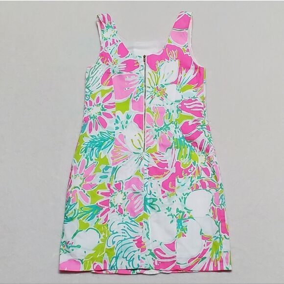 𝅺LILLY Pulitzer Cathy Flamingo Pink Don't Give A Cluck Shift Dress 00 - Picture 6 of 12